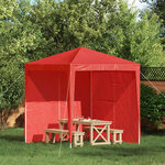 vidaXL Mur de tente de fête 2 Pièces Rouge 200 x 195 cm PE et acier