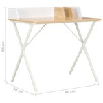vidaXL Bureau Blanc et naturel 80x50x84 cm