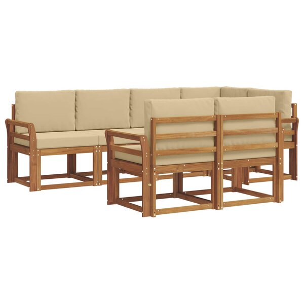 vidaXL Ensemble de canapés d'extérieur 7 pc Naturel et Beige