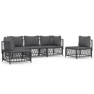 Salon de jardin meuble d'extérieur ensemble de mobilier avec coussins 5 pièces anthracite acier 02_0018298