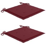 vidaXL Chaises de jardin lot de 2 coussins rouge bordeaux Teck massif