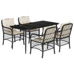vidaXL Ensemble à manger de jardin coussins 5Pièces Noir Résine tressée