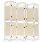 vidaXL Cloison de séparation 6 panneaux Crème 210x165 cm Tissu