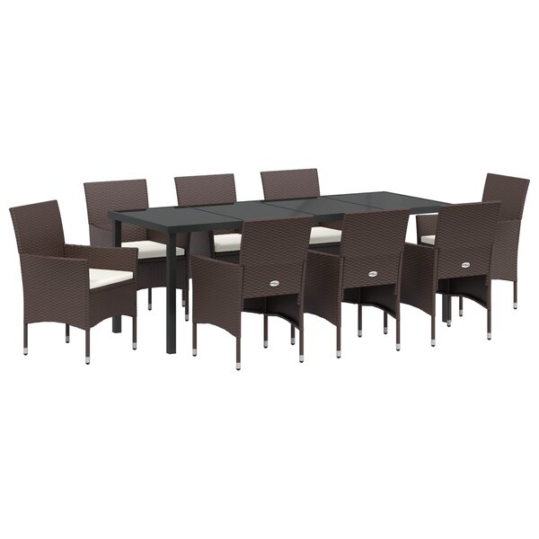 vidaXL Ensemble de Salle à Manger de Jardin 9 Pièces Marron Rattan Poly