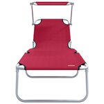 vidaXL Set de 2 chaises longues pliantes avec toile en 600D Oxford rouge