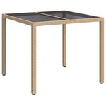 vidaXL Table de jardin pour repas Beige 90 x 90 x 75 cm Poly rotin