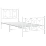 vidaXL Cadre de lit métal sans matelas avec pied de lit blanc 90x200cm