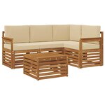 vidaXL Ensemble de canapés d'extérieur 5 pc Naturel et Beige Polyester