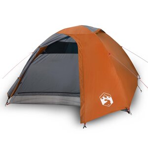 vidaXL Tente de camping à dôme 4 personnes gris et orange imperméable