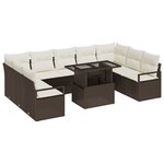 vidaXL Ensemble de jardin 10 pièces avec coussins en poly rotin marron