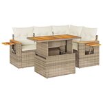 vidaXL Salon de jardin avec coussins 5 Pièces beige résine tressée acacia