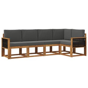 vidaXL Ensemble de canapés d'extérieur 5 pc Naturel et Anthracite