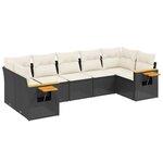 vidaXL Salon de jardin 7 Pièces avec coussins noir résine tressée