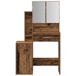 Table de maquillage vidaXL avec miroir et lumières LED en bois vieilli