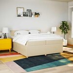vidaXL Sommier à lattes de lit avec matelas Crème 200x200 cm Tissu