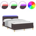 vidaXL Lit à ressort avec matelas & LED marron foncé 140x190 cm en tissu