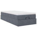 vidaXL Cadre de lit ottoman avec matelas gris foncé 100x200 cm velours