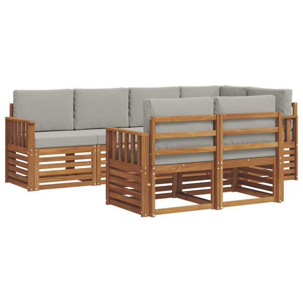 vidaXL Ensemble de canapés d'extérieur 7 pc Gris Naturel et Clair