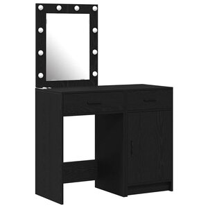 vidaXL Table de Toilette 2 Pièces Noir 50 x 41 x 135 cm Bois d'ingénierie