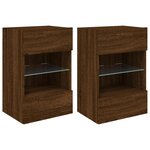 vidaXL Meubles TV muraux lumières LED 2 Pièces chêne marron 40x30x60 5 cm
