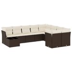 vidaXL Salon de jardin 10 Pièces avec coussins marron résine tressée