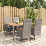 vidaXL Ensemble à manger de jardin 5 Pièces coussins gris résine tressée