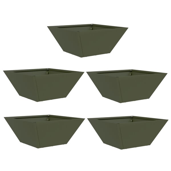 vidaXL Pot de jardin en forme de bol 5 Pièces Vert olive 35 x 35 x 15 cm