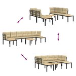 vidaXL Salon de jardin avec coussins 5 Pièces noir acier enduit de poudre