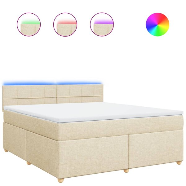 vidaXL Sommier à lattes de lit avec matelas Crème 180x200 cm Tissu