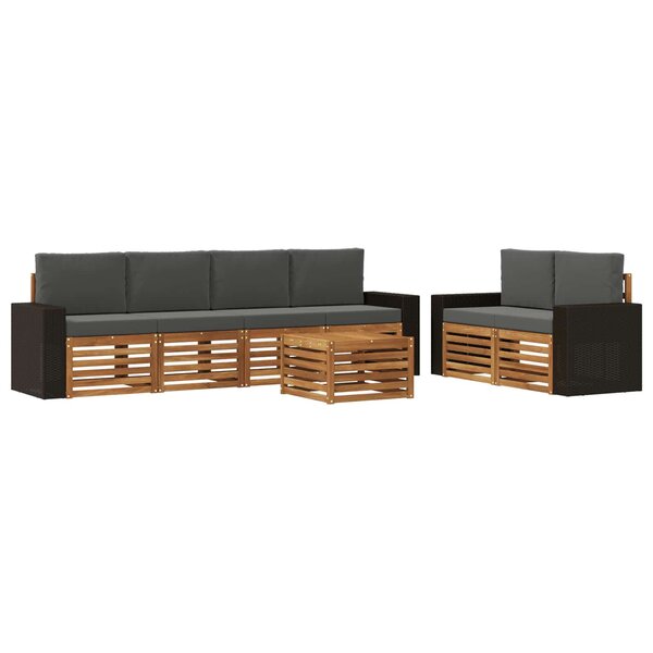 vidaXL Ensemble de canapés d'extérieur 7 Pièces Naturel et Anthracite
