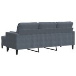 vidaXL Canapé à 3 places avec repose-pieds Gris foncé 180 cm Velours