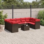 vidaXL Salon de jardin 10 Pièces avec coussins marron résine tressée