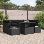 vidaXL Ensemble de canapé de jardin 7 Pièces Noir 100 x 55 x 73 cm