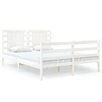 vidaXL Cadre de lit Blanc Bois de pin massif 120x190 cm Petit double