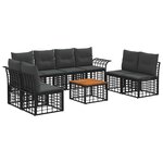 vidaXL Ensemble de canapés d'extérieur 9 Pièces Noir et Gris foncé
