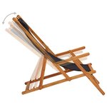 vidaXL Chaise pliable de plage bois d'eucalyptus solide et tissu noir