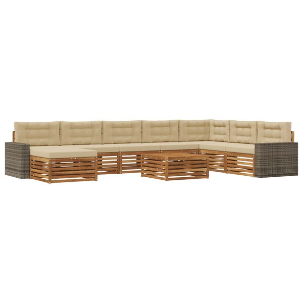 vidaXL Ensemble de canapés d'extérieur 9 pc Naturel et Beige