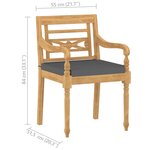 vidaXL Chaises Batavia lot de 6 avec coussins Bois de teck solide