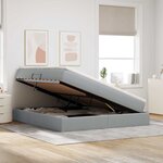 vidaXL Lit avec rangement et matelas Gris clair 160 x 200 cm Polyester