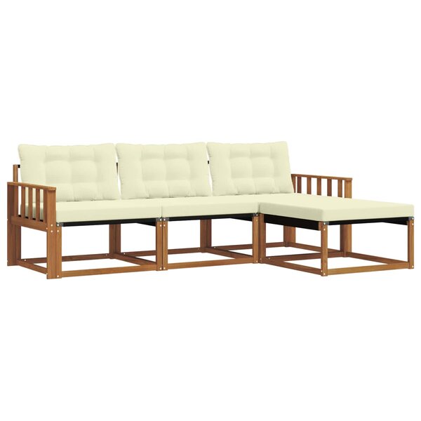 vidaXL Ensemble de canapés d'extérieur 4 pc Naturel et Crème
