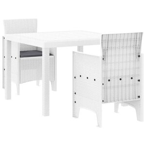 vidaXL Ensemble de salle à manger pour jardin 3 Pièces Blanc Rattan Polt