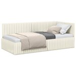 vidaXL Cadre de lit d'angle Crème 90 cm x 190 cm tissu