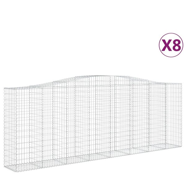 vidaXL Paniers à gabions arqués 8 Pièces 400x50x140/160 cm Fer galvanisé