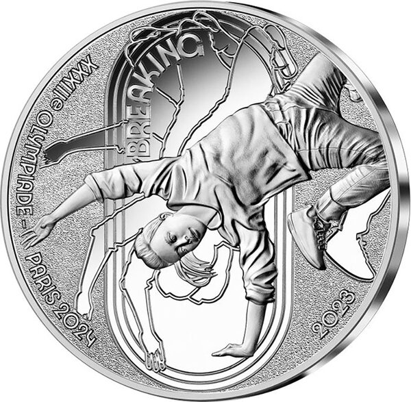 Pièce de monnaie en Argent 10 Euro g 22.2 Millésime 2024 Olimpic Games Paris 2024 BREAKING