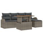vidaXL Set de canapé de jardin 6 pièces avec coussins Gris Poly Rattan