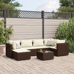 vidaXL Salon de jardin avec coussins 7 Pièces marron résine tressée