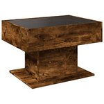 vidaXL Table basse avec LED chêne fumé 70x50x45 cm bois d'ingénierie