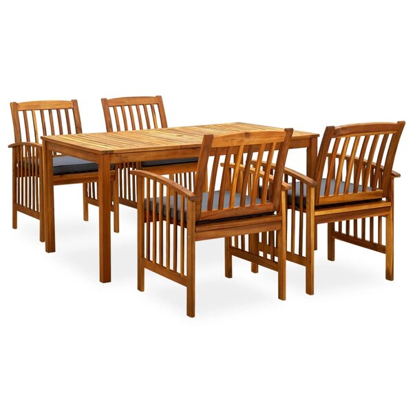 vidaXL Ensemble à manger de jardin 5 Pièces avec coussins Acacia solide