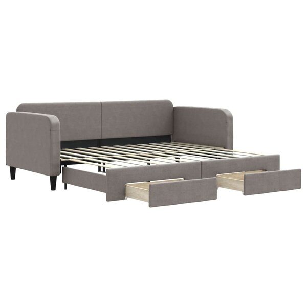 vidaXL Lit de jour avec gigogne et tiroirs sans matelas taupe 90x200cm