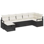 vidaXL Ensemble de canapé de jardin avec coussin 7 Pièces Noir et crème